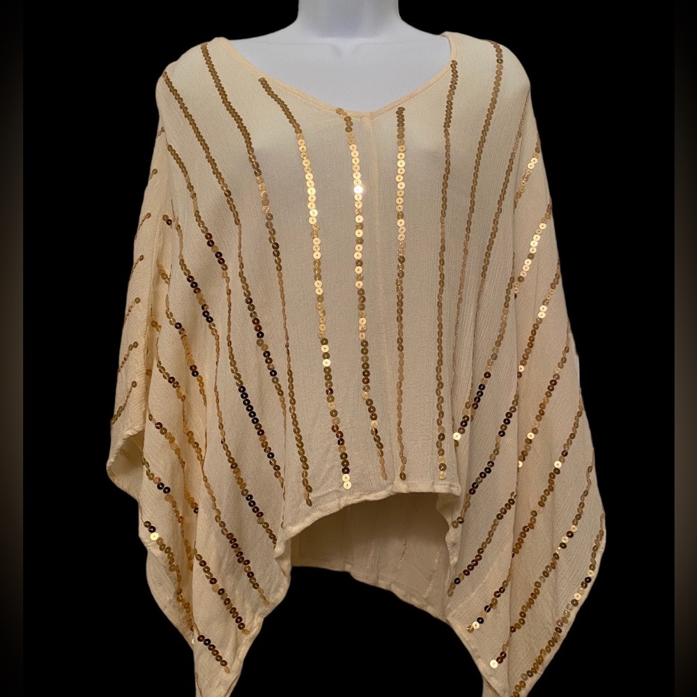 Boutique top By Together brand. Size M. Cream with gold sequins